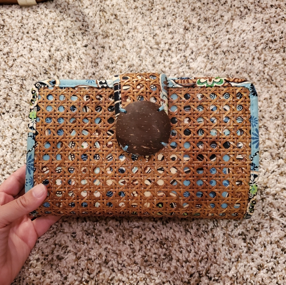 Vera Bradley Tiki Straw Clutch Bali Blue NWT